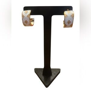 Elegant Gold and White Cuff Earrings